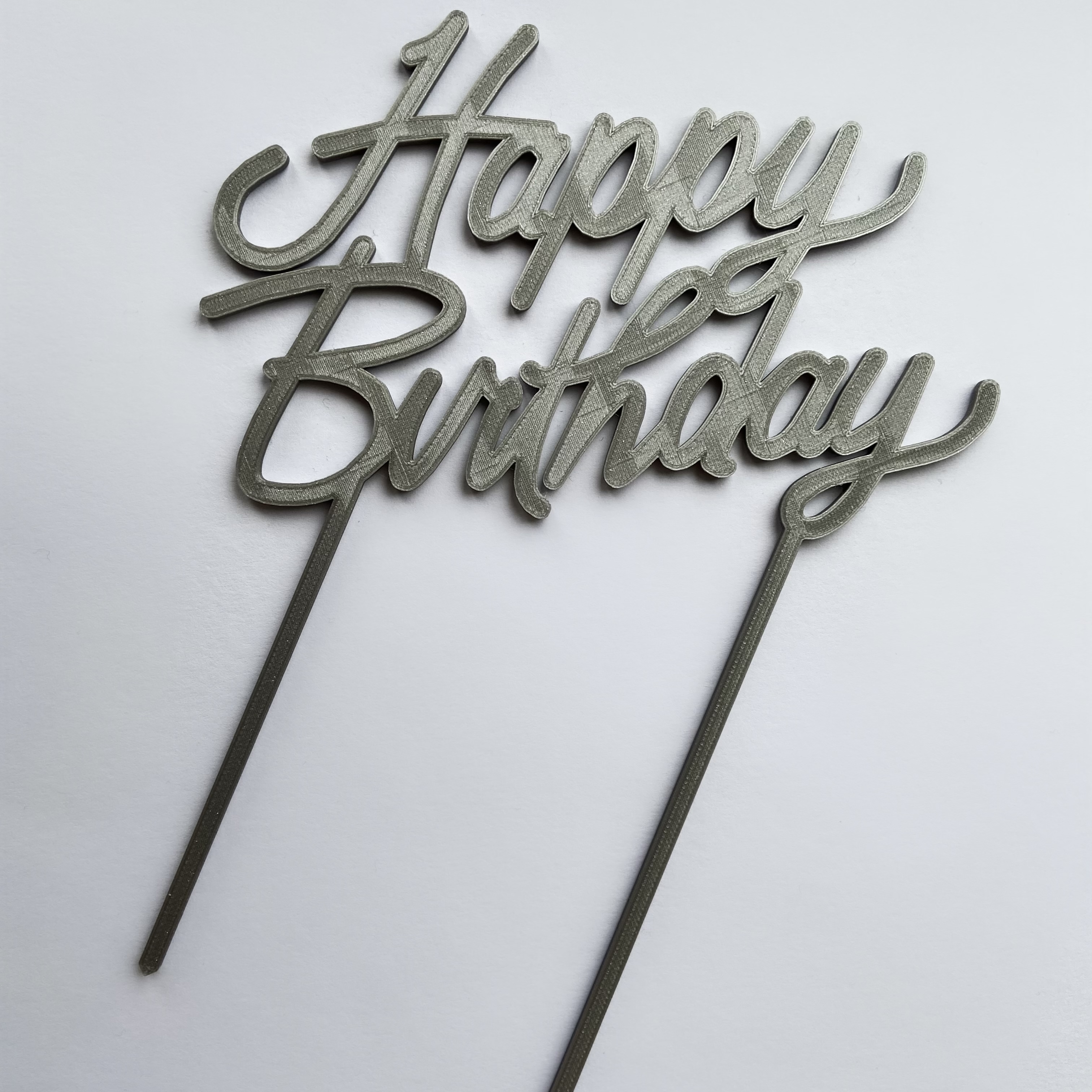 Stříbrný nápis Happy Birthday