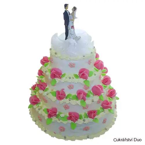 Svatební 4 patrový dort bez figurky